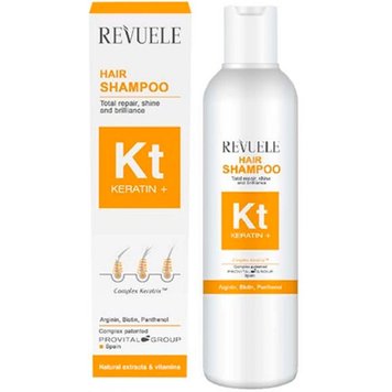 Шампунь для ламкого, тьмяного та тонкого волосся REVUELE KERATIN+, 200 мл REVUELE-KERATIN-200ML фото